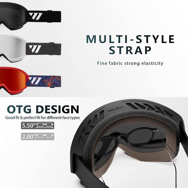 ISTON Ski Goggles - OTG Snow/Snowboard Goggles for Men, Women & Youth - 100% UV Protection W1 - Image 4